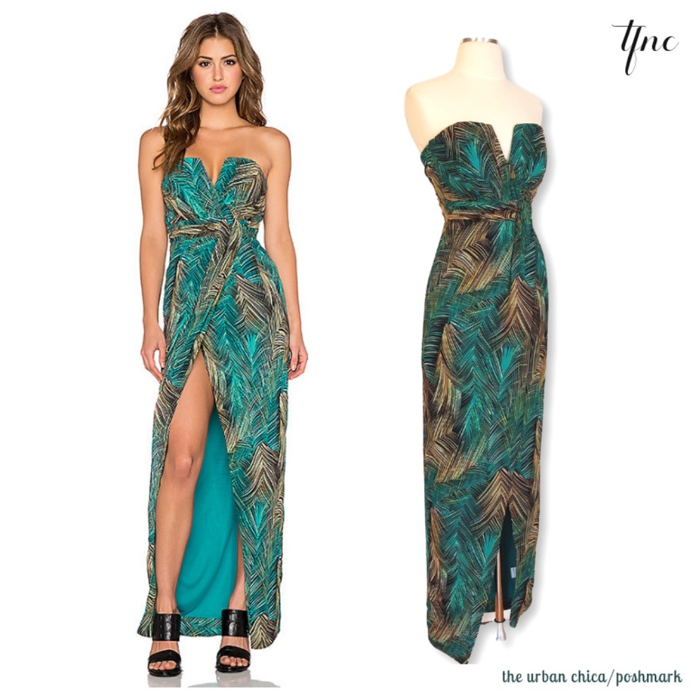 NWT TFNC Palm Print Layla Evening Gown Party Dress